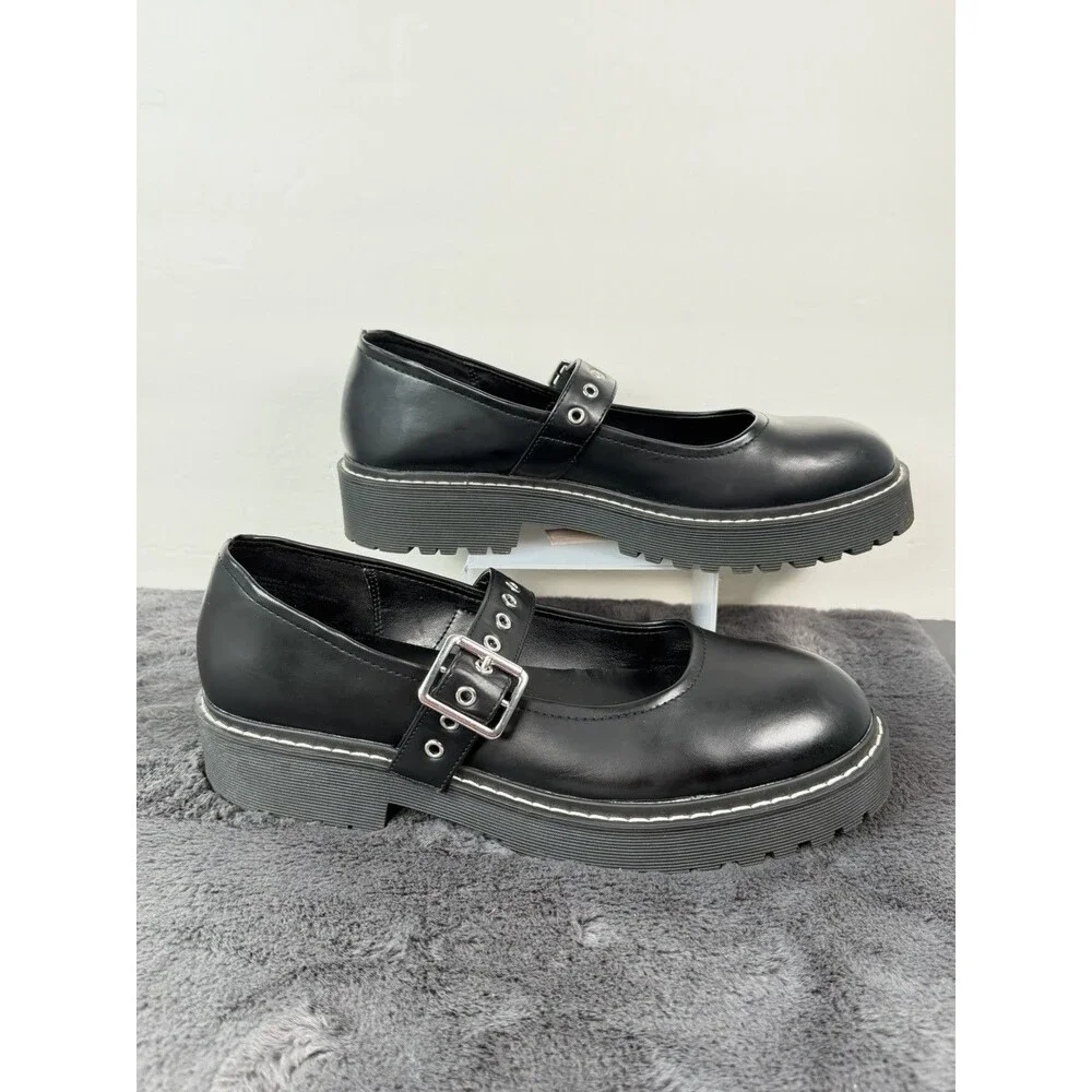 Wild Fable Women’s Size 10 Black Mary Jane Platform Lug Sole Buckle Shoes